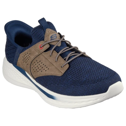 Skechers Men's Slade Slip-ins Relaxed Fit Caster Navy Walking Shoes with Heel Pillow, Charcoal Infused Memory Foam Insole, and Goga Mat Arch Support, Size 46 - Skechers - Image 3