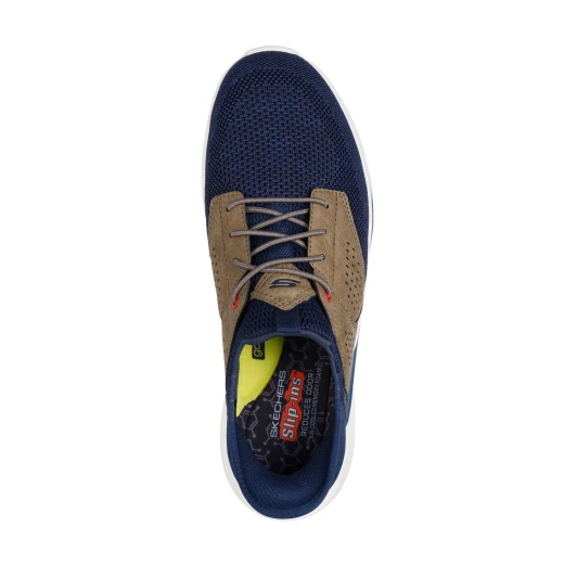 Skechers Men's Slade Slip-ins Relaxed Fit Caster Navy Walking Shoes with Heel Pillow, Charcoal Infused Memory Foam Insole, and Goga Mat Arch Support, Size 46 - Skechers - Image 5