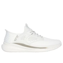 Skechers Men's Slip-ins Relaxed Fit Slade Caster Walking Shoes Off White 41 with Heel Pillow, Air-Cooled Memory Foam Insole, and Goga Mat Arch Support