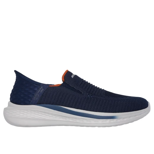 Skechers Men's Slip-Ins Slade Navy Sneakers: Effortless Comfort, Vegan Design, and Air-Cooled Memory Foam for Everyday Wear. Crafted from 100% Vegan Materials. Available in Size 40 Skechers Men's Slip-Ins Slade Navy Sneakers: Effortless Comfort, Vegan Design, and Air-Cooled Memory Foam for Everyday Wear. Crafted from 100% Vegan Materials. Available in Size 40