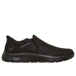 Skechers Men's GO WALK Flex 45 Black Hands Free Slip ins Walking Shoes Vegan Leather Air Cooled Memory Foam Insole Comfortable Laceless Design Size 45 - Skechers