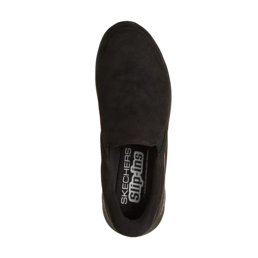 Skechers Men's GO WALK Flex 45 Black Hands Free Slip ins Walking Shoes Vegan Leather Air Cooled Memory Foam Insole Comfortable Laceless Design Size 45 - Skechers - Image 5
