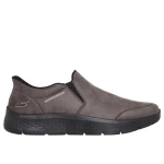 Skechers Men's GO WALK Flex Hands Free Slip ins Walking Shoes Dark Taupe with Air Cooled Memory Foam Insole, Vegan Leather Upper, Laceless Design, Size 42.5 - Skechers