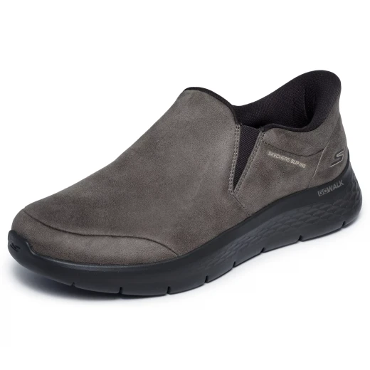 Skechers Men's Go Walk Flex Ray Hands Free Slip Ins Vegan Leather Walking Shoes with Air Cooled Memory Foam Insole Dark Taupe Size 42 - Skechers - Image 4