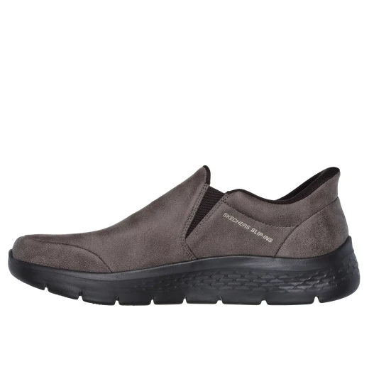 Skechers Men's GO WALK Flex Hands Free Slip ins Walking Shoes Dark Taupe with Air Cooled Memory Foam Insole, Vegan Leather Upper, Laceless Design, Size 42.5 - Skechers - Image 6