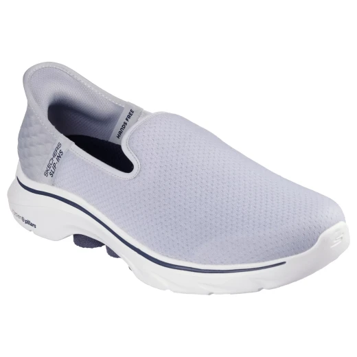 Skechers Men's GO WALK 7 Hands Free Slip-ins® Daley 2 Walking Shoes Gray Size 45 Breathable Monomesh Upper Air Cooled Memory Foam Insole Ultra GO Cushioning Hyper Pillar Technology - Skechers - Image 2