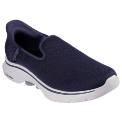 Skechers Men's Go Walk 7 Daley 2 Hands Free Slip-ins Navy Blue Walking Shoes with Air-Cooled Memory Foam Insole, Ultra Go Cushioning, and Hyper Pillar Technology Size 46