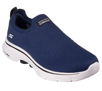 Skechers Men's GO WALK 7 Navy Slip On Walking Shoes Size 43 Featuring Air Cooled Goga Mat Insole and Ultra GO Cushioning for All Day Comfort and Support - Skechers - Image 3