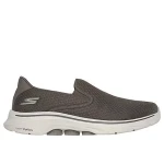 Skechers Men's GO WALK 7 Laceless Walking Shoes with Air Cooled Goga Mat Insole and Ultra GO Cushioning. Features Hyper Pillar Technology. Size 40, Taupe Color. - Skechers