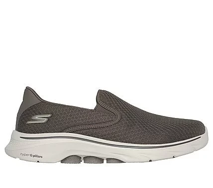 Skechers Men's GO WALK 7 Laceless Walking Shoes with Air Cooled Goga Mat Insole and Ultra GO Cushioning. Features Hyper Pillar Technology. Size 40, Taupe Color. - Skechers - Image 2