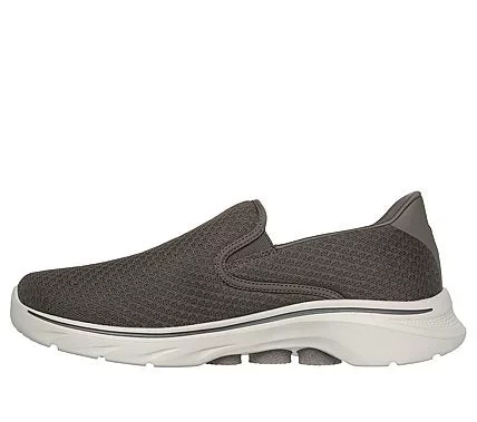 Skechers Men's GO WALK 7 Laceless Walking Shoes with Air Cooled Goga Mat Insole and Ultra GO Cushioning. Features Hyper Pillar Technology. Size 40, Taupe Color. - Skechers - Image 4