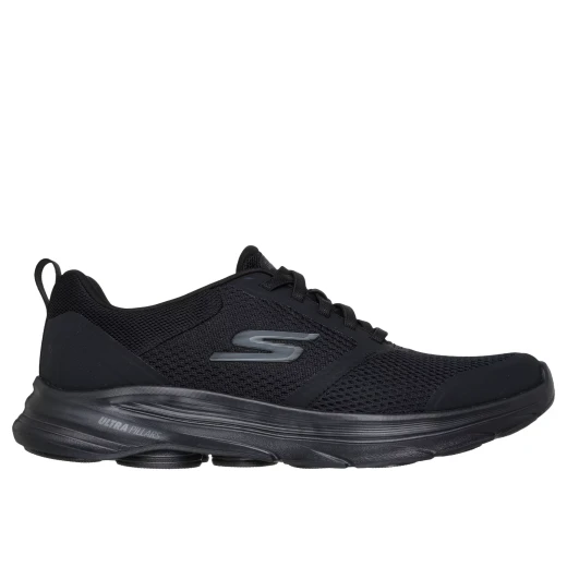 Skechers Men's GO Walk 8 Slip On Walking Shoes with Bungee Laces Athletic Mesh Upper Air Cooled Goga Mat Insole Ultra GO Midsole Cushioned 41 Black Comfortable Stylish Footwear - Skechers - Image 2