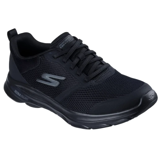 Skechers Men's GO Walk 8 Slip On Walking Shoes with Bungee Laces Athletic Mesh Upper Air Cooled Goga Mat Insole Ultra GO Midsole Cushioned 41 Black Comfortable Stylish Footwear - Skechers - Image 3