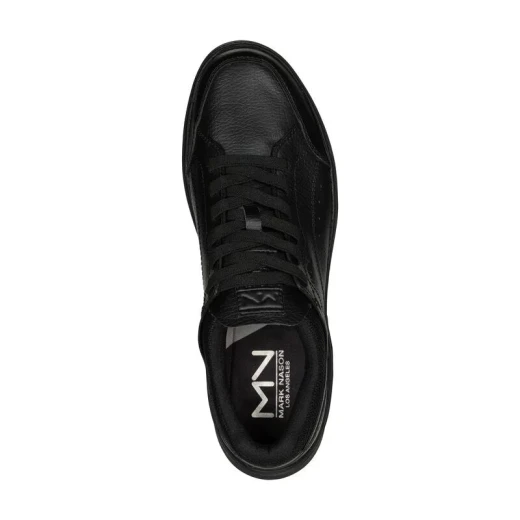 Mark Nason Men's Classic New Cup Colter Shoes Black Leather 41.5 Featuring Stretch Flat Lace Design Translucent Molded Heel Memory Foam Lux Insole SKU 222168 - Skechers - Image 4