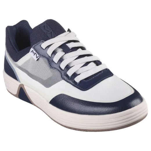 Mark Nason Alpha Cup Fielder Men's White Leather Sneakers with Memory Foam Lux Insole, Lace Up Design, and Synthetic Trim, Size 40 - Skechers - Image 3