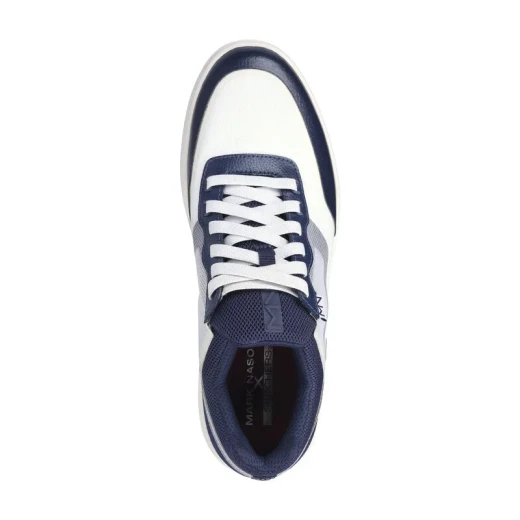Mark Nason Alpha Cup Fielder Men's White Leather Sneakers with Memory Foam Lux Insole, Lace Up Design, and Synthetic Trim, Size 40 - Skechers - Image 4