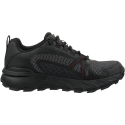 Skechers Men's Max Protect Lace Up Water Resistant Leather and Mesh Walking Shoes with Air Cooled Memory Foam Insole and Goodyear Performance Outsole Black 42