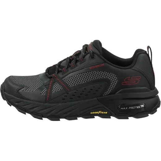 Skechers Max Protect Men's Lace Up Water Resistant Leather and Mesh Black Sneakers Featuring Air Cooled Memory Foam Insole and Goodyear Performance Outsole Size 42.5 - Skechers - Image 4