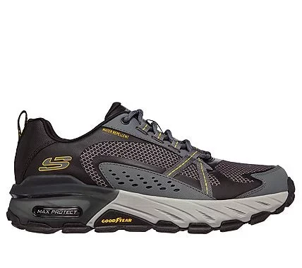 Skechers Max Protect Men's Lace Up Water Resistant Leather and Mesh Black Sneakers Featuring Air Cooled Memory Foam Insole and Goodyear Performance Outsole Size 42.5 - Skechers - Image 5
