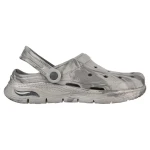 Skechers Men's Arch Fit Foamies Clogs Grey Marble Print Featuring Contoured Footbed Comfort Shoes Size 42 Supportive Design for All Day Wear - Skechers