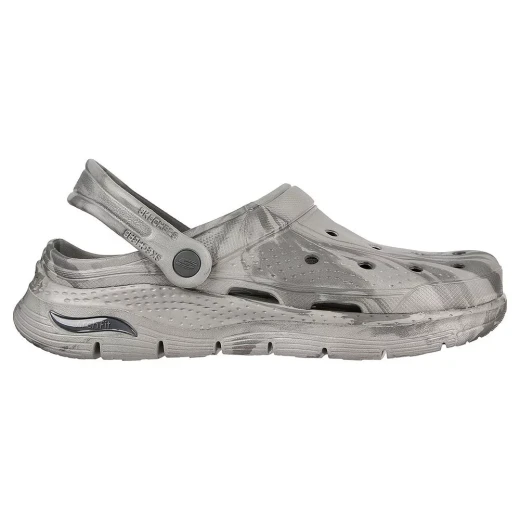 Skechers Men's Arch Fit Foamies Clogs Grey Marble Print Featuring Contoured Footbed Comfort Shoes Size 42 Supportive Design for All Day Wear - Skechers - Image 2