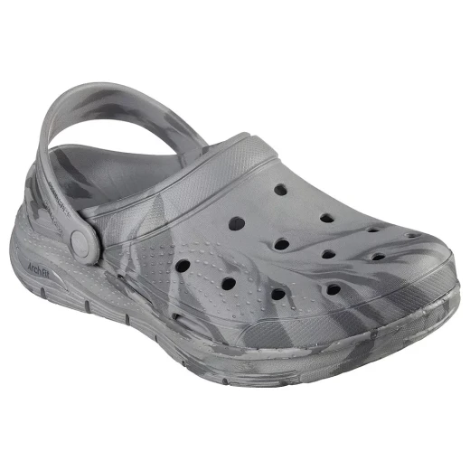 Skechers Men's Arch Fit Foamies Clogs Grey Marble Print Featuring Contoured Footbed Comfort Shoes Size 42 Supportive Design for All Day Wear - Skechers - Image 3
