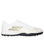 حذاء كرة القدم الرجالي سكيتشرز SKX_01 Gold FG: تصميم خفيف الوزن مع نعل داخلي Move Foam لتوفير أقصى درجات الراحة والأداء على الملاعب العشبية الطبيعية، مقاس 41، أبيض - سكيتشرز