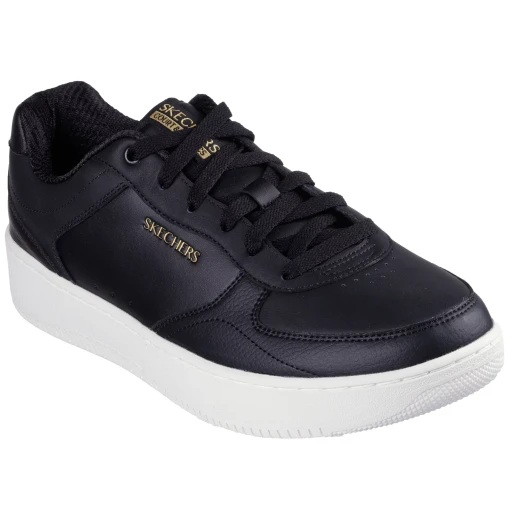 Skechers Men's Sport Court 2.0 Rayde Casual Sneakers in Black, Featuring Durable Duraleather Upper, Lace Up Design, and Air Cooled Memory Foam Insole for Superior Comfort, Size 40
