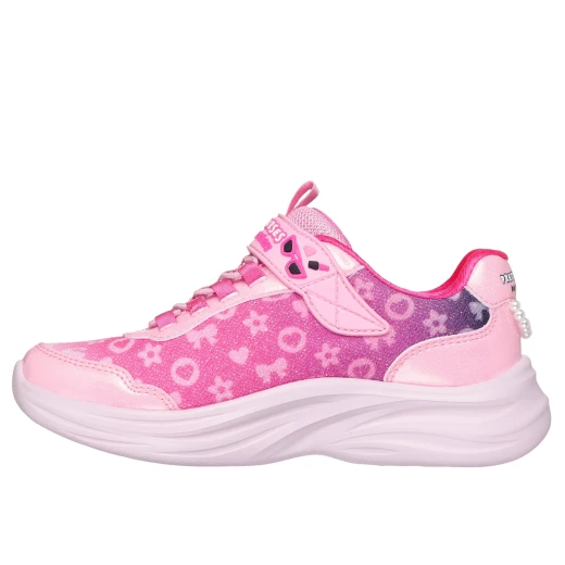 Skechers Girls' LJO Power Jams 2.0 Pink Sneakers with Glam Sparkle Mesh and Synthetic Upper, Stretch Laces, Adjustable Instep Strap, and Detachable Mini Bag Charm, Size 35 - Skechers - Image 5