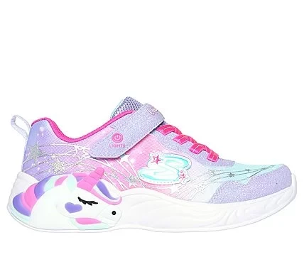 Skechers Girls' Unicorn Dreams Wishful Magic Light Up Sneakers with Metallic Details and Adjustable Strap Size 33 Silver - Skechers - Image 10