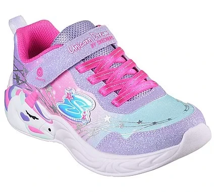 Skechers Girls' Unicorn Dreams Wishful Magic Light Up Sneakers with Metallic Details and Adjustable Strap Size 33 Silver - Skechers - Image 11