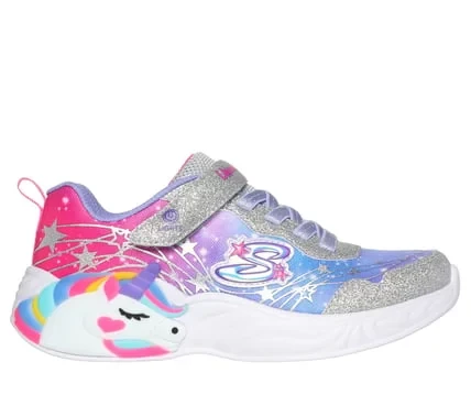 Skechers Girls' Unicorn Dreams Wishful Magic Light Up Sneakers with Metallic Details and Adjustable Strap Size 33 Silver Skechers Girls' Unicorn Dreams Wishful Magic Light Up Sneakers with Metallic Details and Adjustable Strap Size 33 Silver