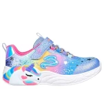 سكيتشرز فتيات S Lights حذاء رياضي مضيء Unicorn Dreams باللون الأزرق، مقاس 35. تتميز هذه الأحذية الرائعة بتشطيب لامع متدرج، ونعل داخلي مريح ومبطن، مثالية للارتداء اليومي. - سكيتشرز