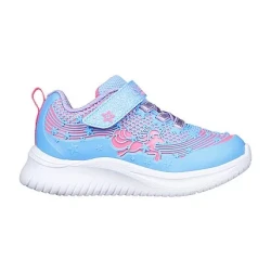 Skechers Girls' Jumpsters Infant Sneakers Blue Color 24 with Unicorn Design Water Repellent Upper Stretch Laces Cushioned Insole Instep Strap Closure for Little Girls