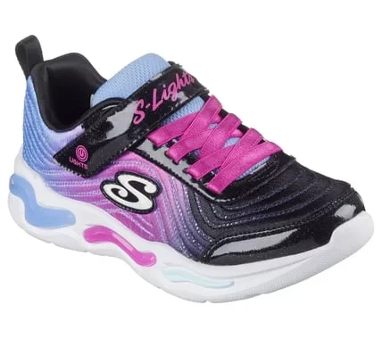Skechers S Lights Girls Wavy Beams Ombre Express Pink Light Up Sneakers with Mesh Glittery Upper, Stretch Laces, Adjustable Strap, and Cushioned Insole Size 32 - Skechers - Image 6
