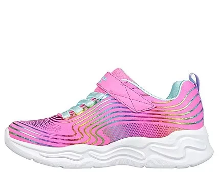حذاء رياضي Skechers S Lights Wavy Beams للبنات: تصميم بلون كحلي مع شبكة علوية ولمسات قوس قزح لامعة، أربطة مطاطية، نعل داخلي مبطن، مقاس 34، مثالي للأطفال النشطين - سكيتشرز - Image 10