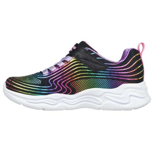 حذاء رياضي Skechers S Lights Wavy Beams للبنات: تصميم بلون كحلي مع شبكة علوية ولمسات قوس قزح لامعة، أربطة مطاطية، نعل داخلي مبطن، مقاس 34، مثالي للأطفال النشطين - سكيتشرز - Image 13