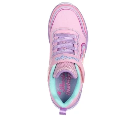 Skechers Girls' Heart Lights Retro Hearts Sneakers Pink Size 32 with Sparkle Mesh Upper, 3D Rainbow Heart Print, and Light Up Midsole for Girls - Skechers - Image 4
