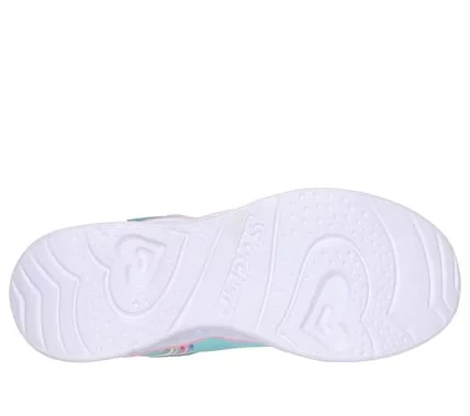 Skechers Girls' Heart Lights Retro Hearts Light Up Shoes Turquoise 3D Rainbow Heart Print Sparkle Mesh Upper Adaptive Closure Size 32 - Skechers - Image 5
