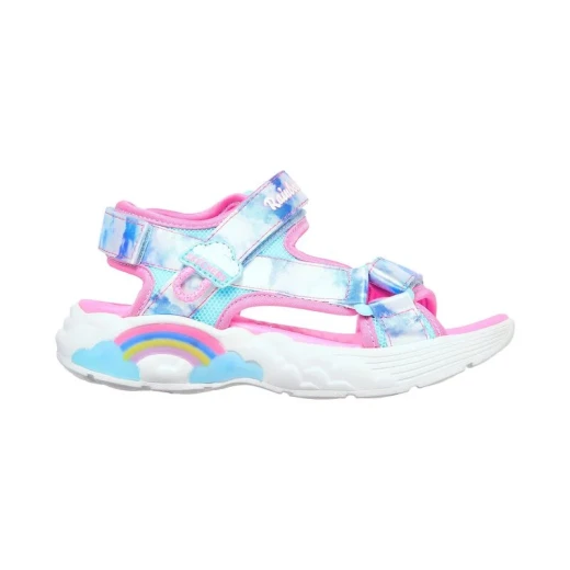 Skechers Girls' Rainbow Racer Summer Sky Sandal with Ankle Strap and Hook and Loop Closure for Comfort, Featuring a Rainbow Themed Design, Size 36, Blue - Skechers - Image 2