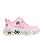 Skechers x John Deere Girls Play Scene Farm Girlie Adaptive Closure Sneakers Pink Color 24 with Mesh Upper Adjustable Strap and Cushioned Midsole for Outdoor Adventures - Skechers