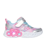 Skechers Girls' Heart Lights Infinite Heart Jewels Silver 26 Light Up Sneakers - Skechers