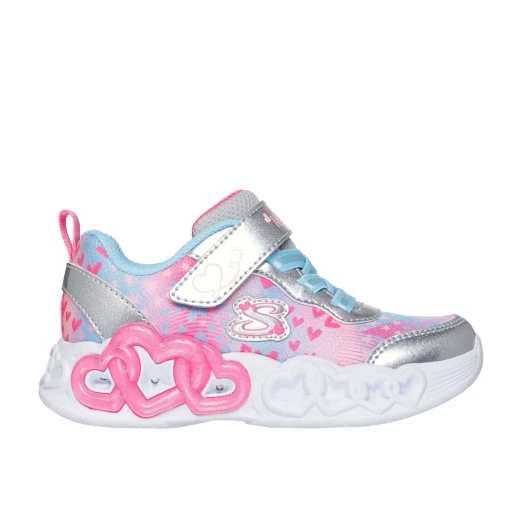 Skechers Girls' Heart Lights Infinite Heart Jewels Silver 26 Light Up Sneakers - Skechers - Image 6