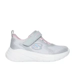 Skechers Girls' Wave 92 Waterproof Athletic Shoes with Adaptive Closure, Gradient Mesh Upper, Adjustable Foot Strap, and Cushioned Comfort Footbed, Gray, Size 24 - Skechers