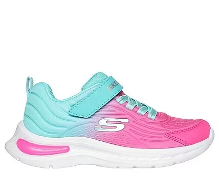 Skechers Girls Jumpsters-Tech Aqua Ombre Embossed Fabric Pull On Sneakers with Stretch Laces and Instep Strap Size 33 Cushioned Insole Sporty Style - Skechers - Image 2