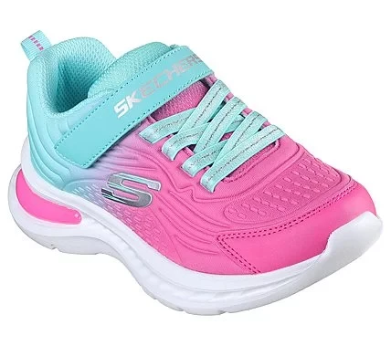 Skechers Girls Jumpsters-Tech Aqua Ombre Embossed Fabric Pull On Sneakers with Stretch Laces and Instep Strap Size 33 Cushioned Insole Sporty Style - Skechers - Image 3
