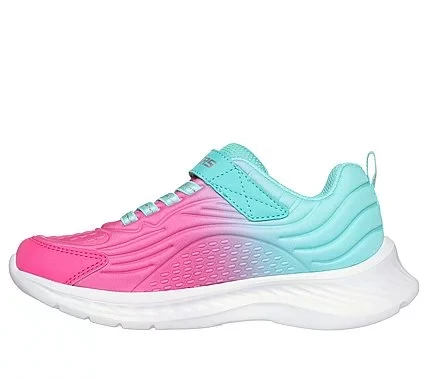Skechers Girls Jumpsters-Tech Aqua Ombre Embossed Fabric Pull On Sneakers with Stretch Laces and Instep Strap Size 33 Cushioned Insole Sporty Style - Skechers - Image 4