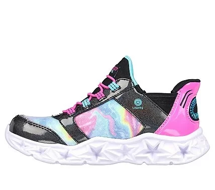 Skechers Girls Galaxy Lights Tie Dye Black Slip On Sneakers 36 - Skechers - Image 4