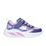 Skechers Girls' S-Lights Cosmic Glow Sneakers Navy Ombre Sparkle Mesh 22 Adjustable Strap Light Up Shoes for Girls - Skechers