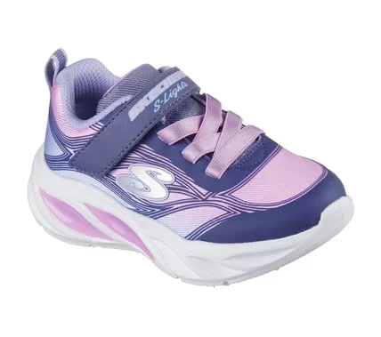 Skechers Girls' S Lights Cosmic Glow Light Up Sneakers NAVY Size 24 Featuring Ombre Sparkle Mesh Uppers, Adjustable Instep Strap, and Step Activated Lights Perfect for Playtime Fun - Skechers - Image 3